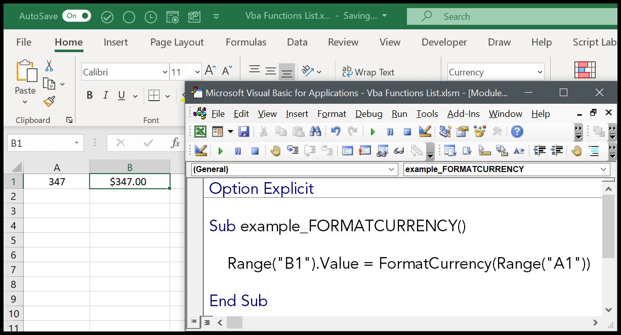 VBA FORMATCURRENCY函数详解：如何将数字转换为货币格式字符串